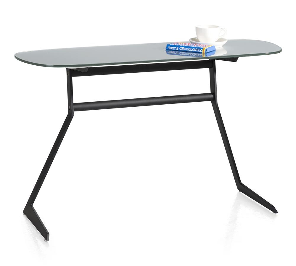 Bijzettafel 98 cm zwart metaal + metallic grey blad Zwart