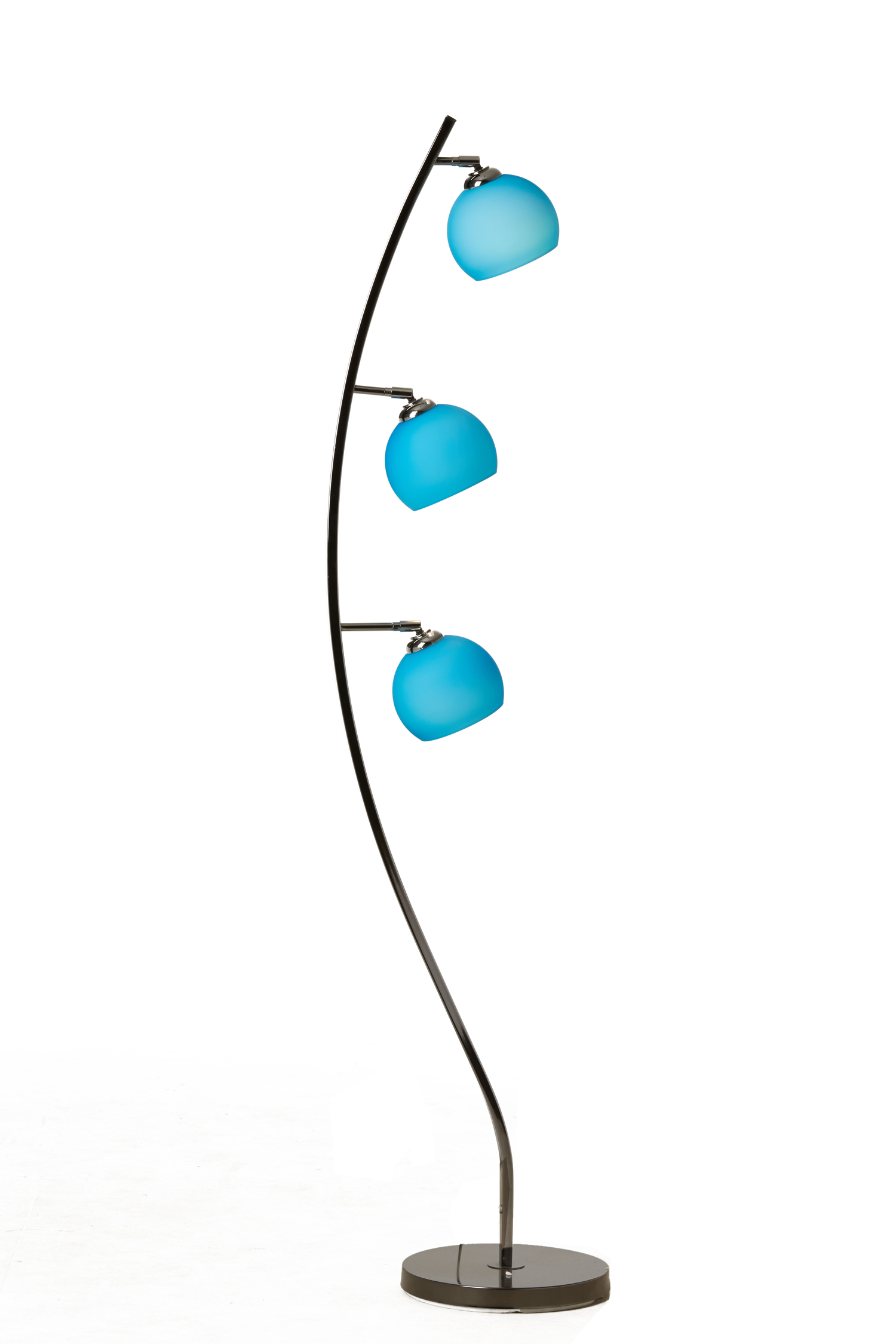 Vloerlamp COCOON 3 - Zwart chroom + blauw glas Blauw