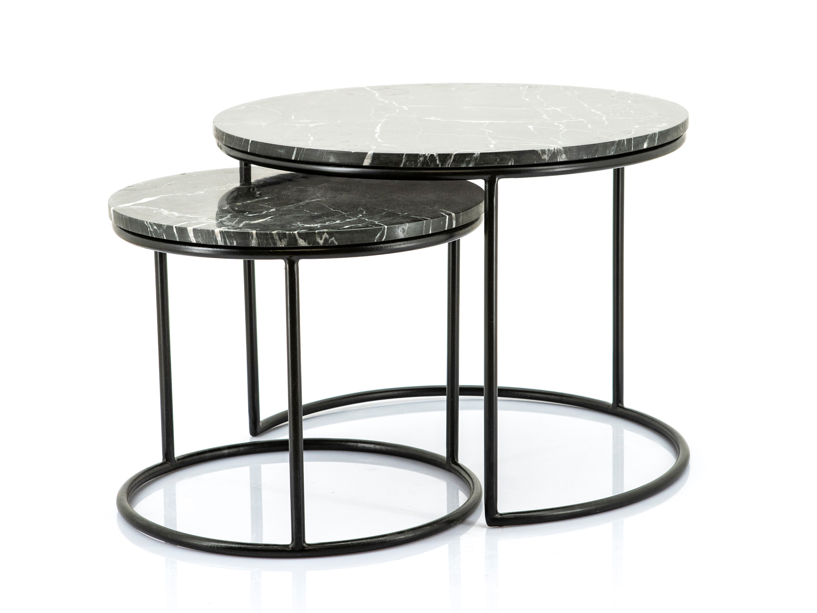 Set 2 salontafels ROMEO - Zwart marmer Zwart