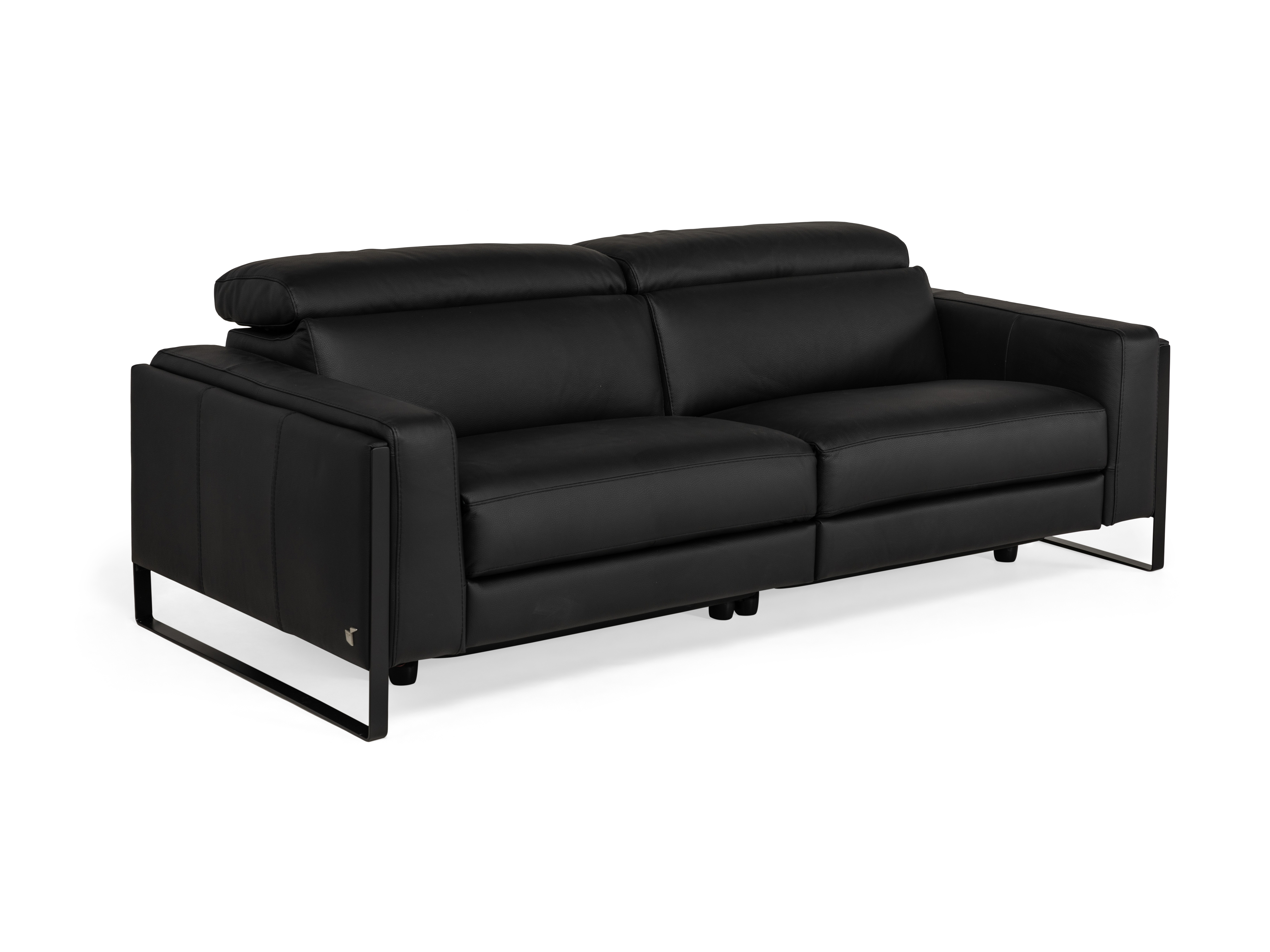 3-zit met relaxen PIER - Leder zwart Zwart