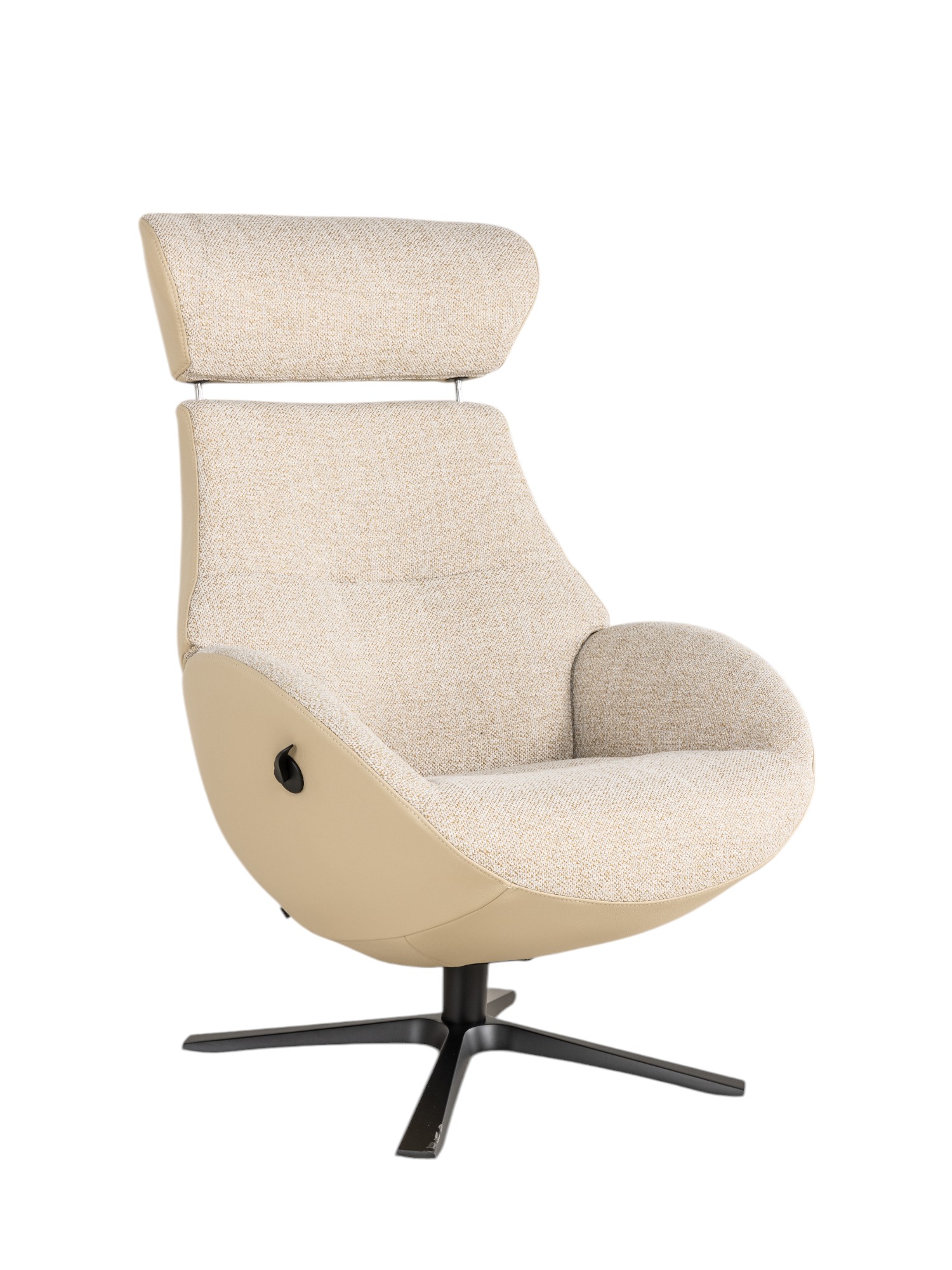 Conform Globe mix fauteuil met voetbank beige leder zwart alu beige B72 ...