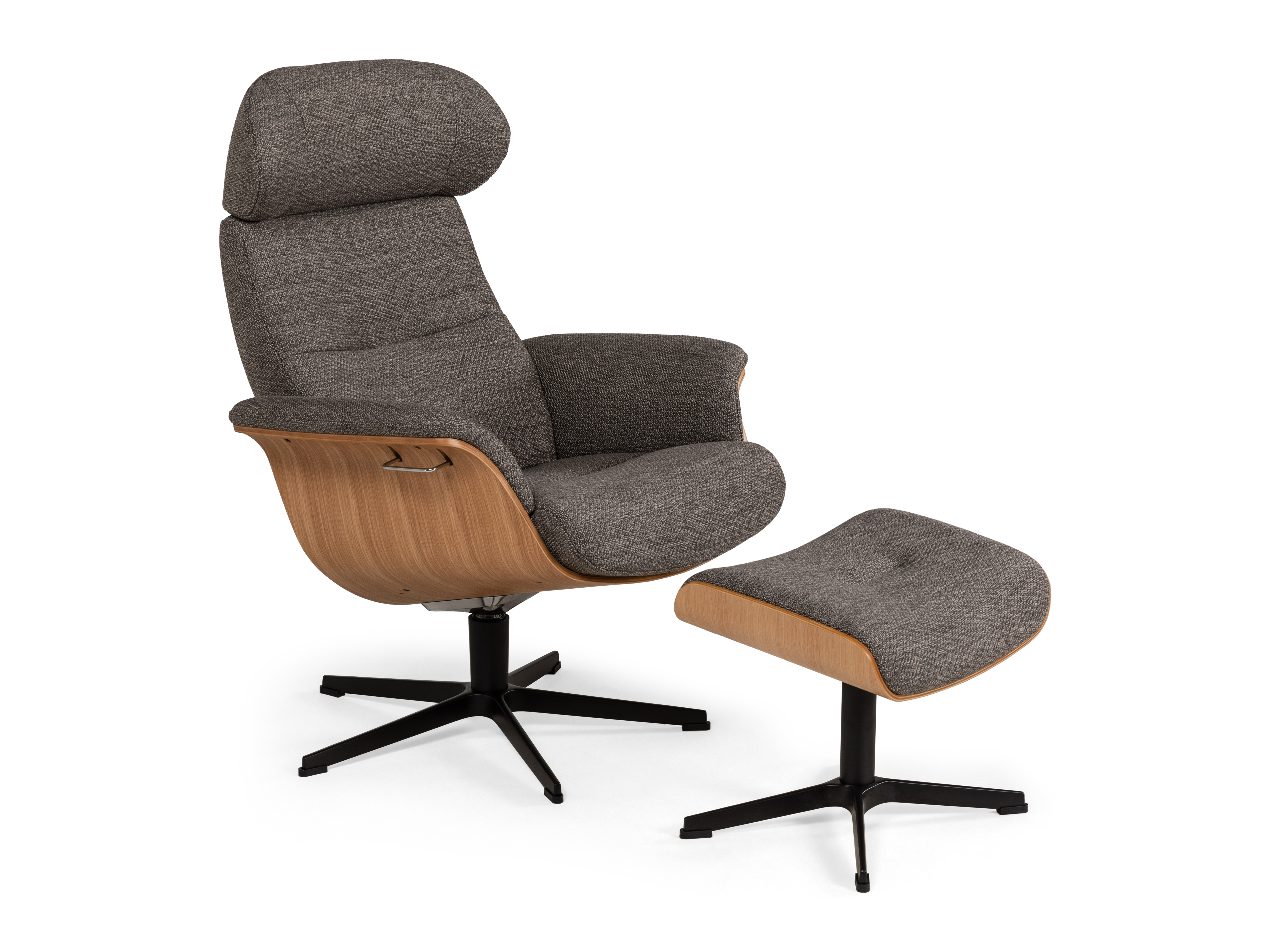 Relaxfauteuil en voetbank TIMEOUT - Grijs / Eik Grijs