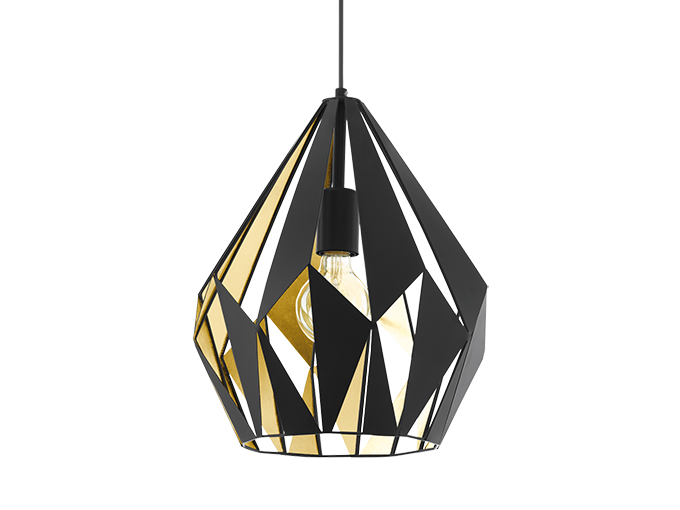 Hanglamp CARLTON 1 - Zwart/goud Zwart Ø31 X H110 Cm | DEBA Meubelen