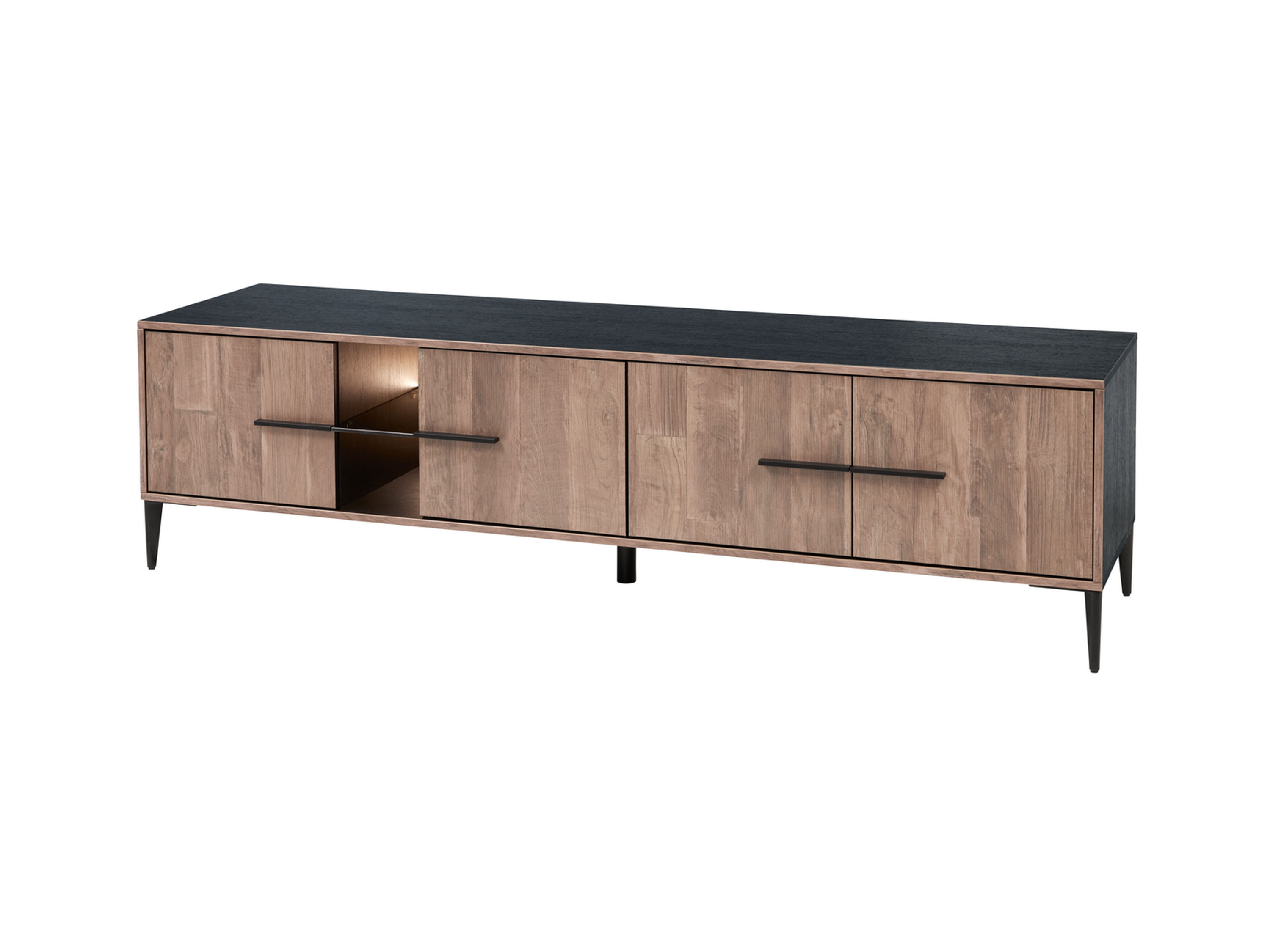 TV-meubel middelgroot GIORNO - Black/old teak Hout