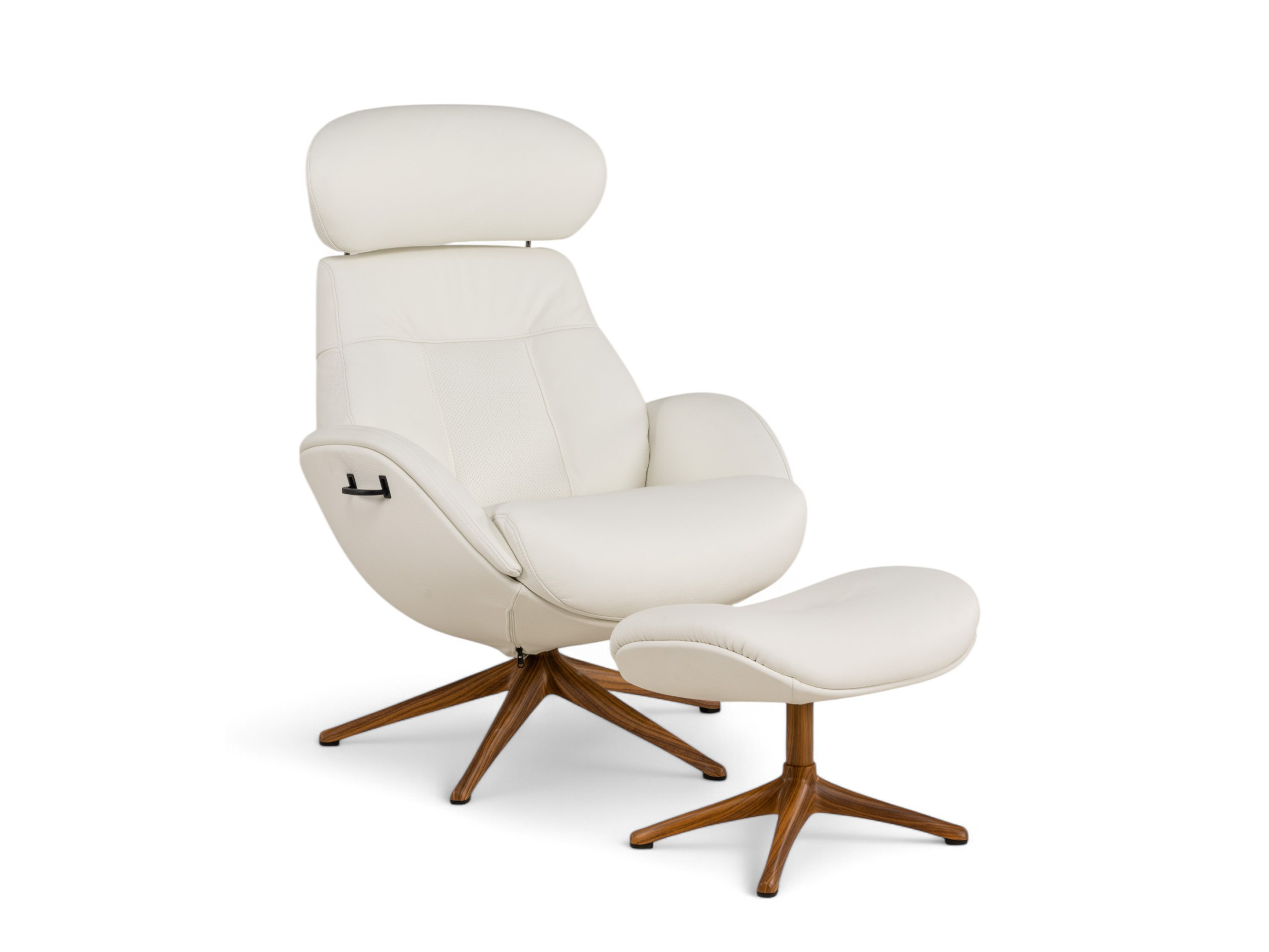 Relaxfauteuil ELEGANT - Leder beige / Walnoot Beige