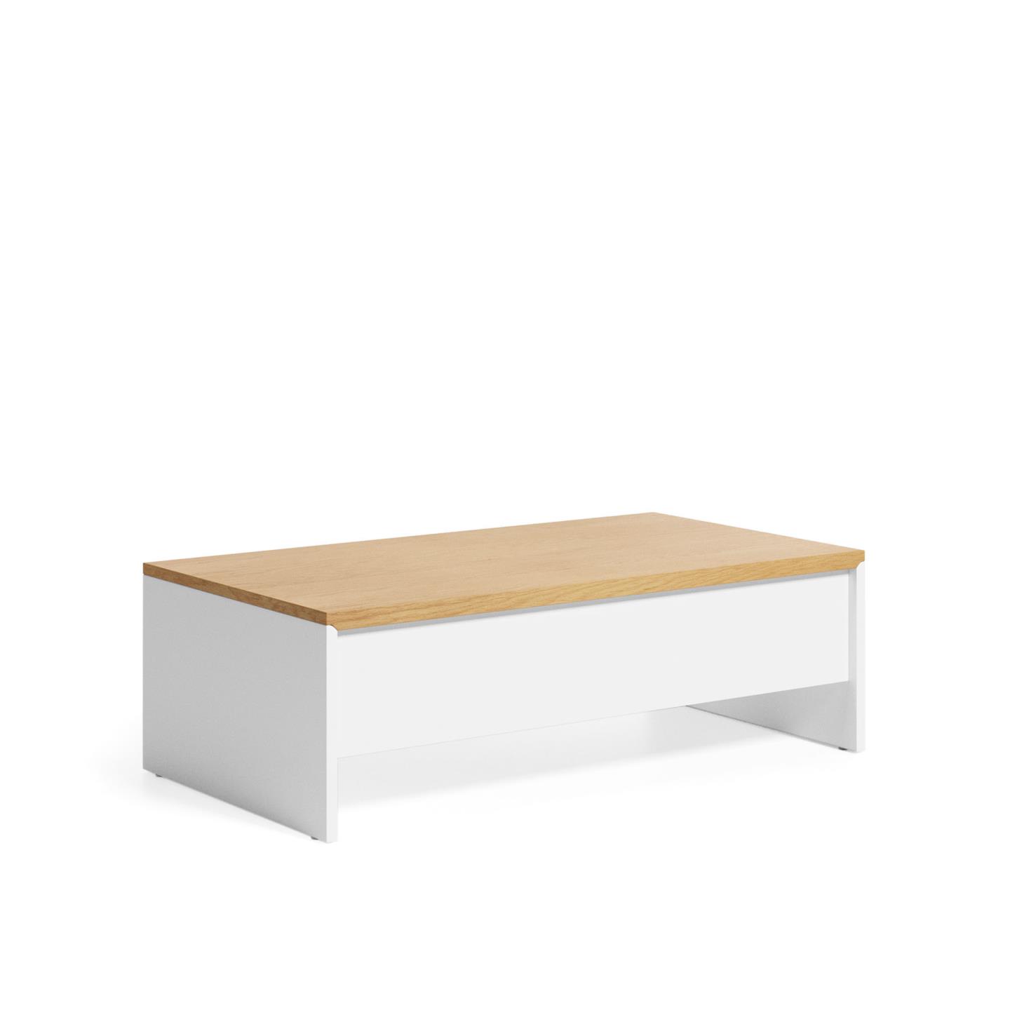 Kave Home Abilen Salontafel Met Lift Up Blad Eik Fineer WIT Wit B110 X D60 X H35 Cm DEBA Meubelen