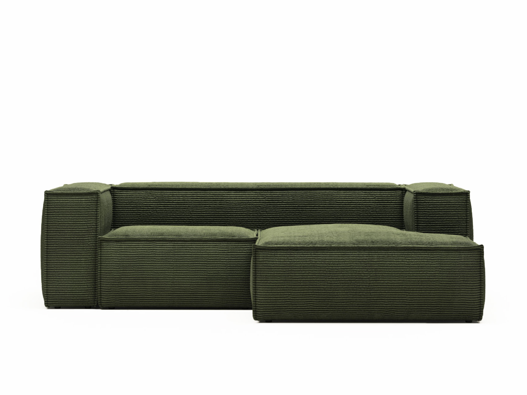 2-zit met chaise longue rechts BLOK - Groen corduroy Groen