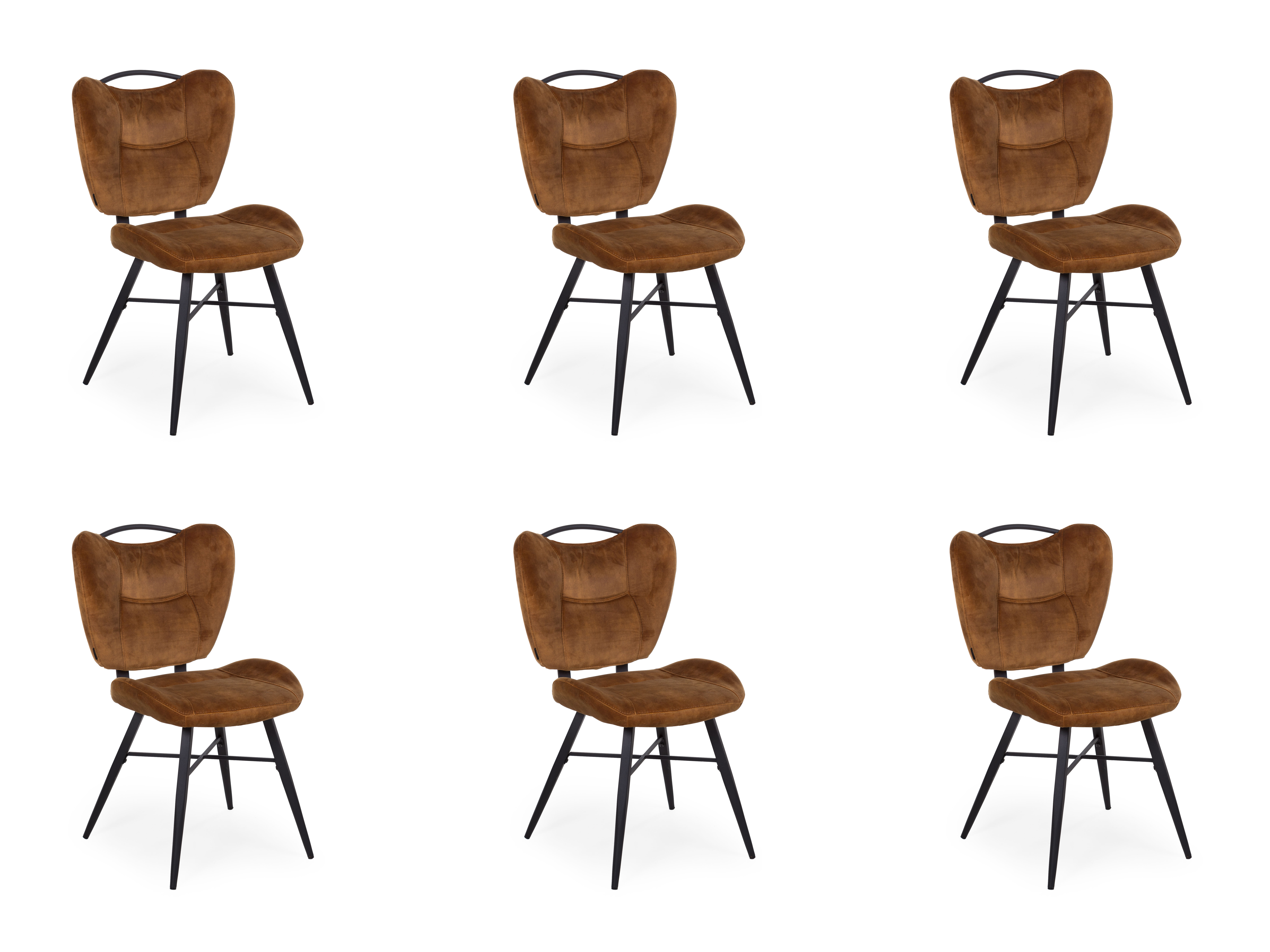 Set van 6 stoelen MANTRA - Goldy Cognac Bruin