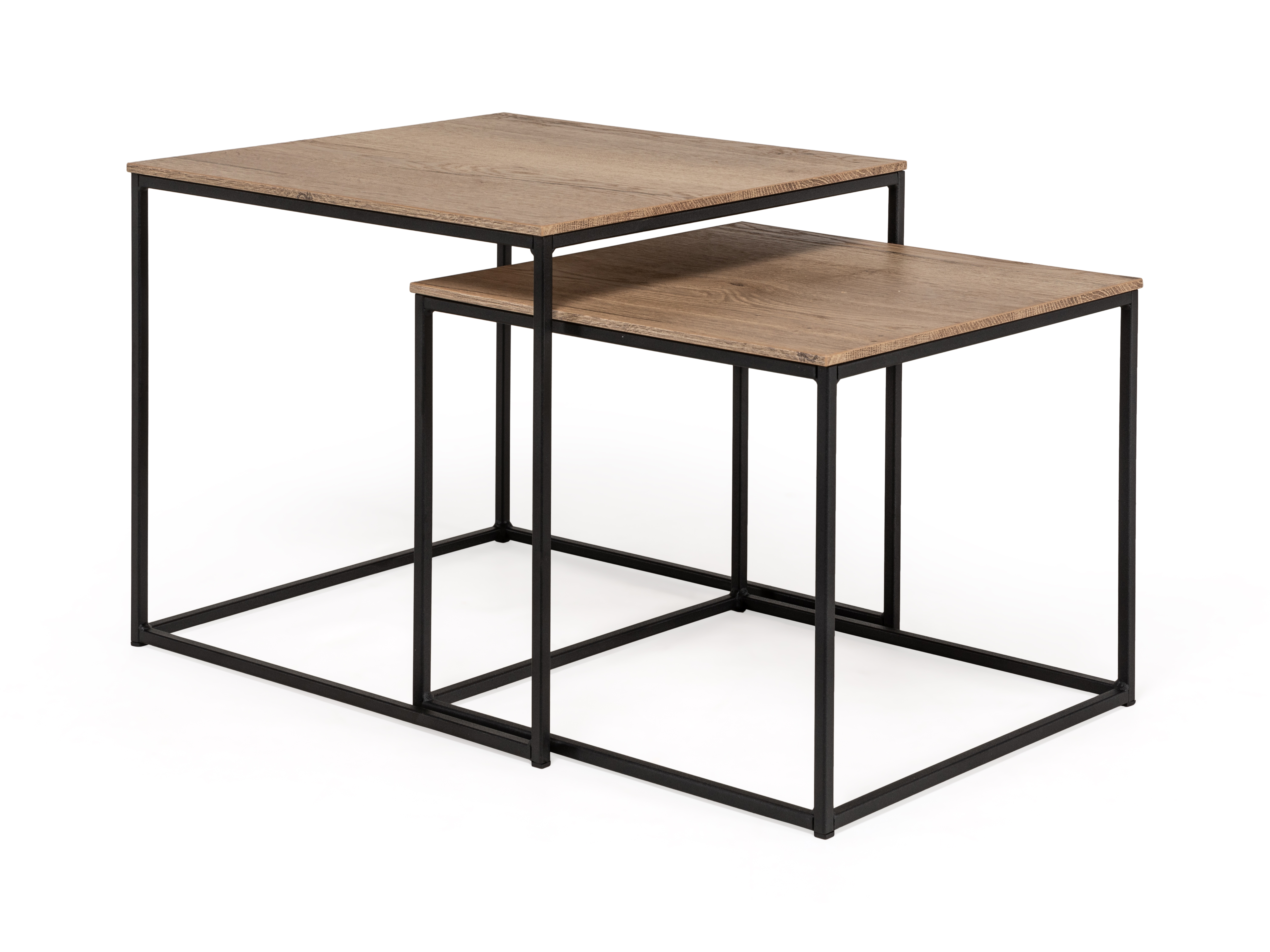 Set van 2 salontafels SIMON - Natuur/zwart metaal Hout