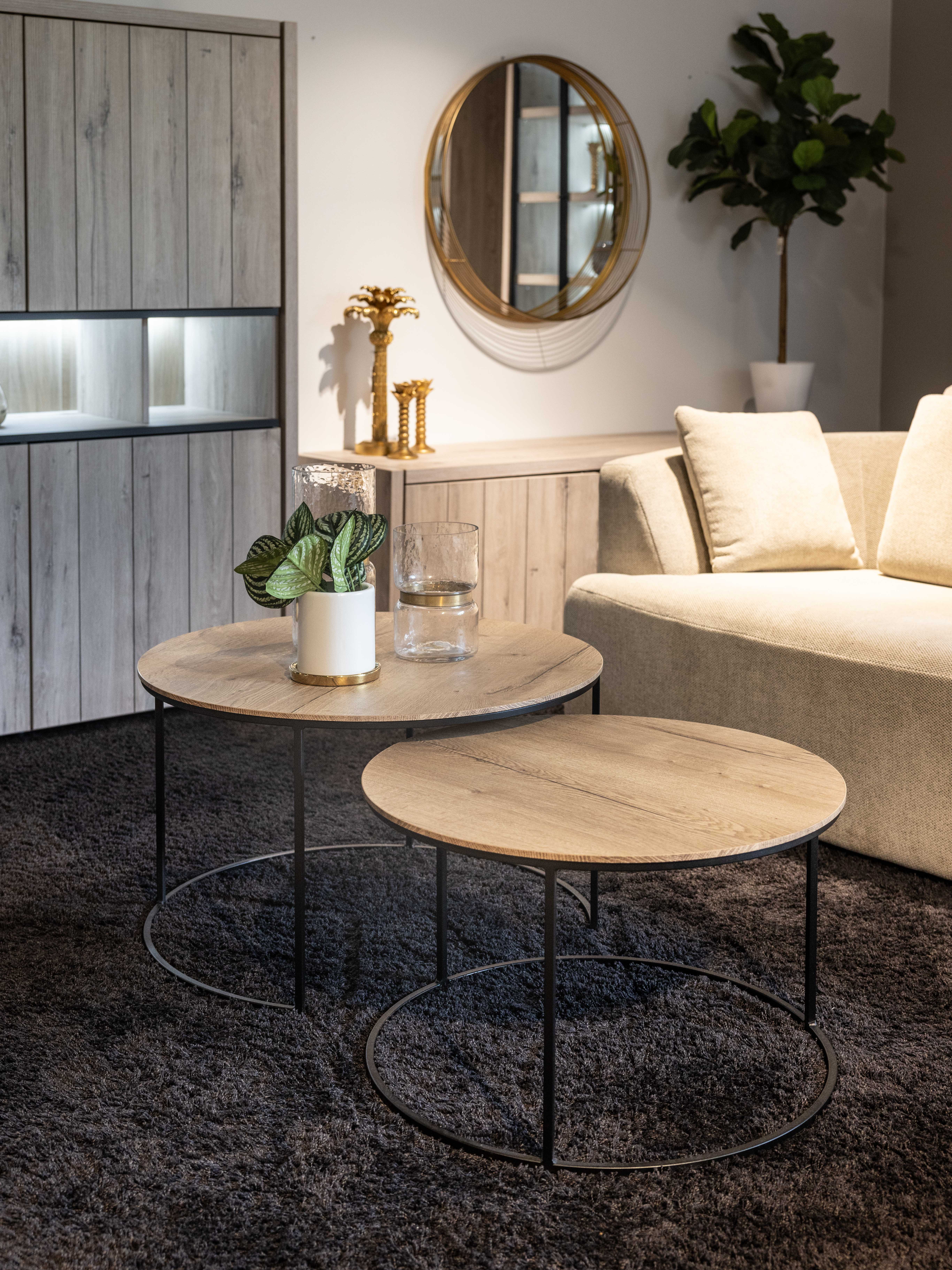 HYNHXBP Set van 2 salontafels, uitschuiftafel, marmerdesign, met