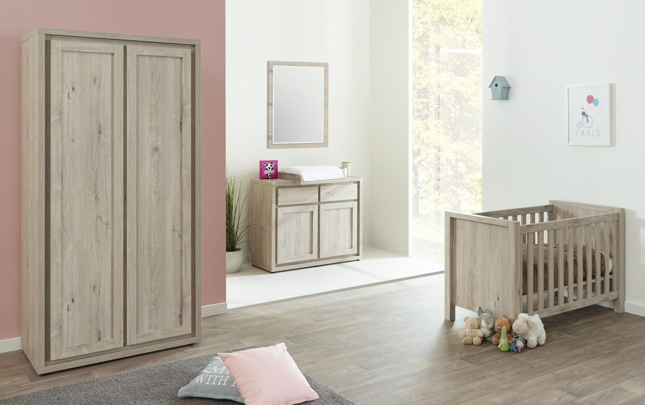 Babybed CARDIFF Millenium Oak Light Grey hout DEBA Meubelen