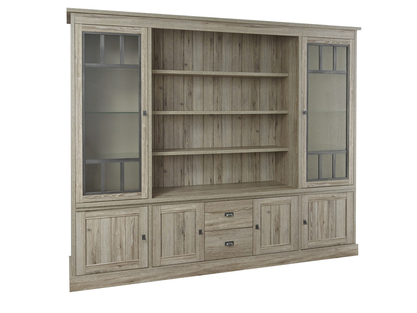 Vitrinekast YORK - Crystal oak beige Hout
