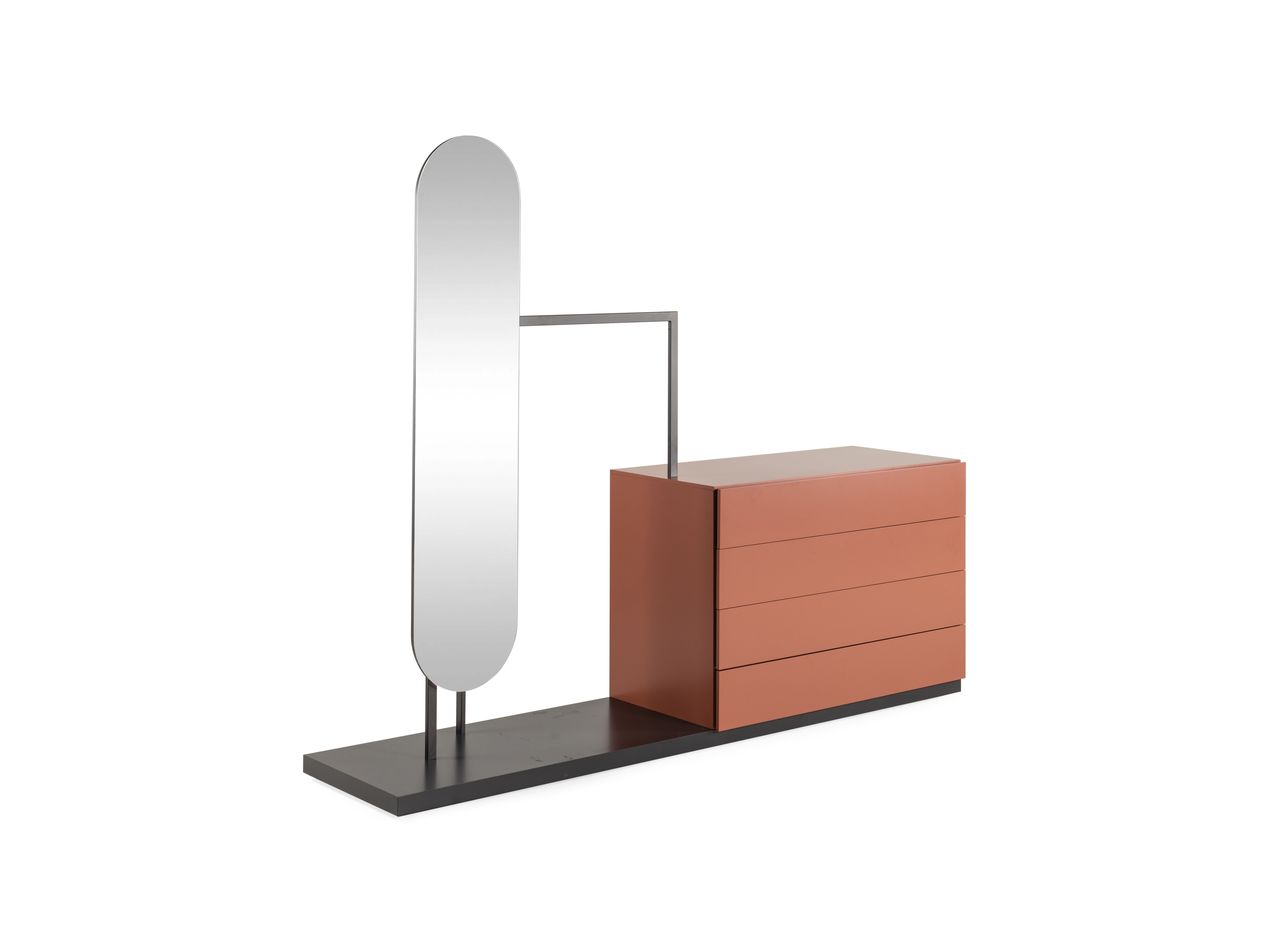 Commode met spiegel en hangrek EASY Oranje