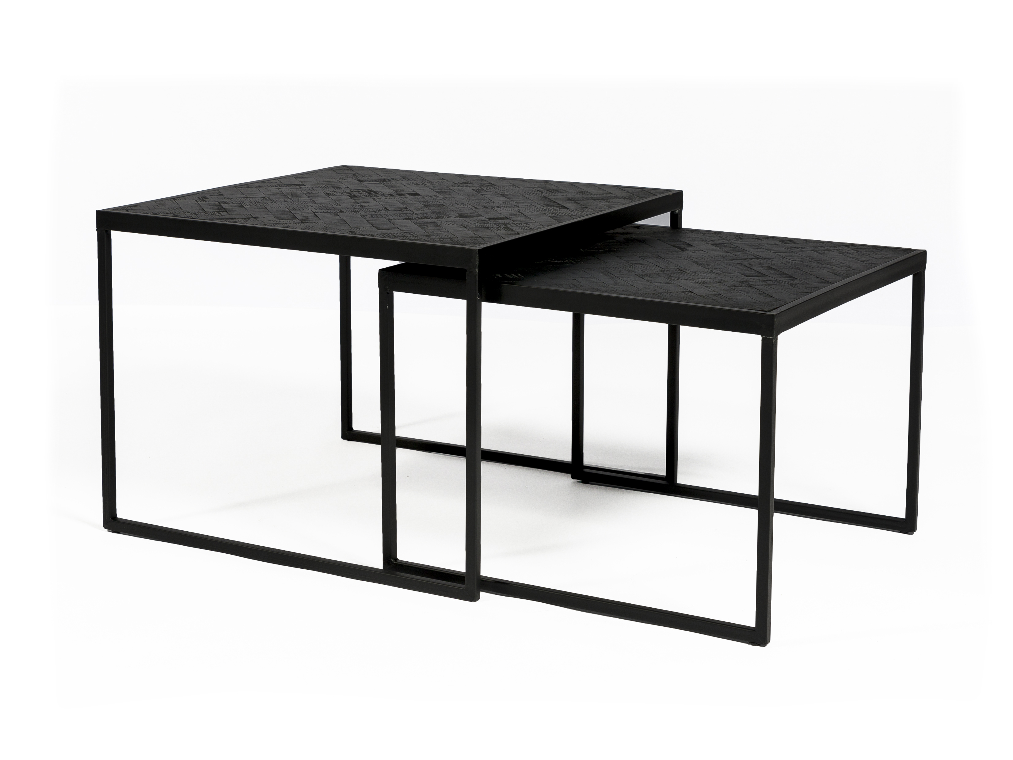 Set van 2 salontafels BLACK STEEL Zwart zwart DEBA Meubelen