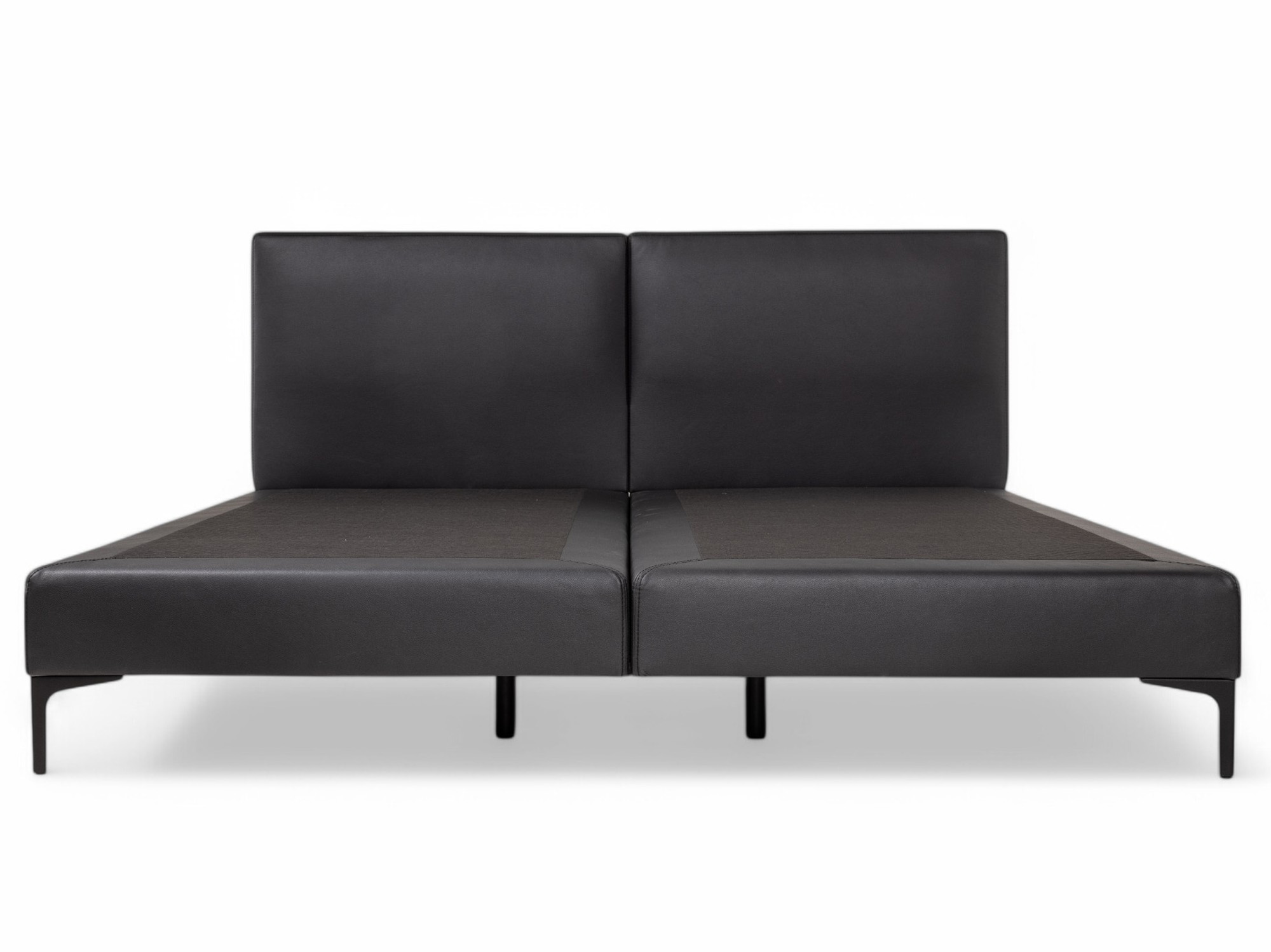 Boxspring VIENNA - Zwart lederlook Zwart