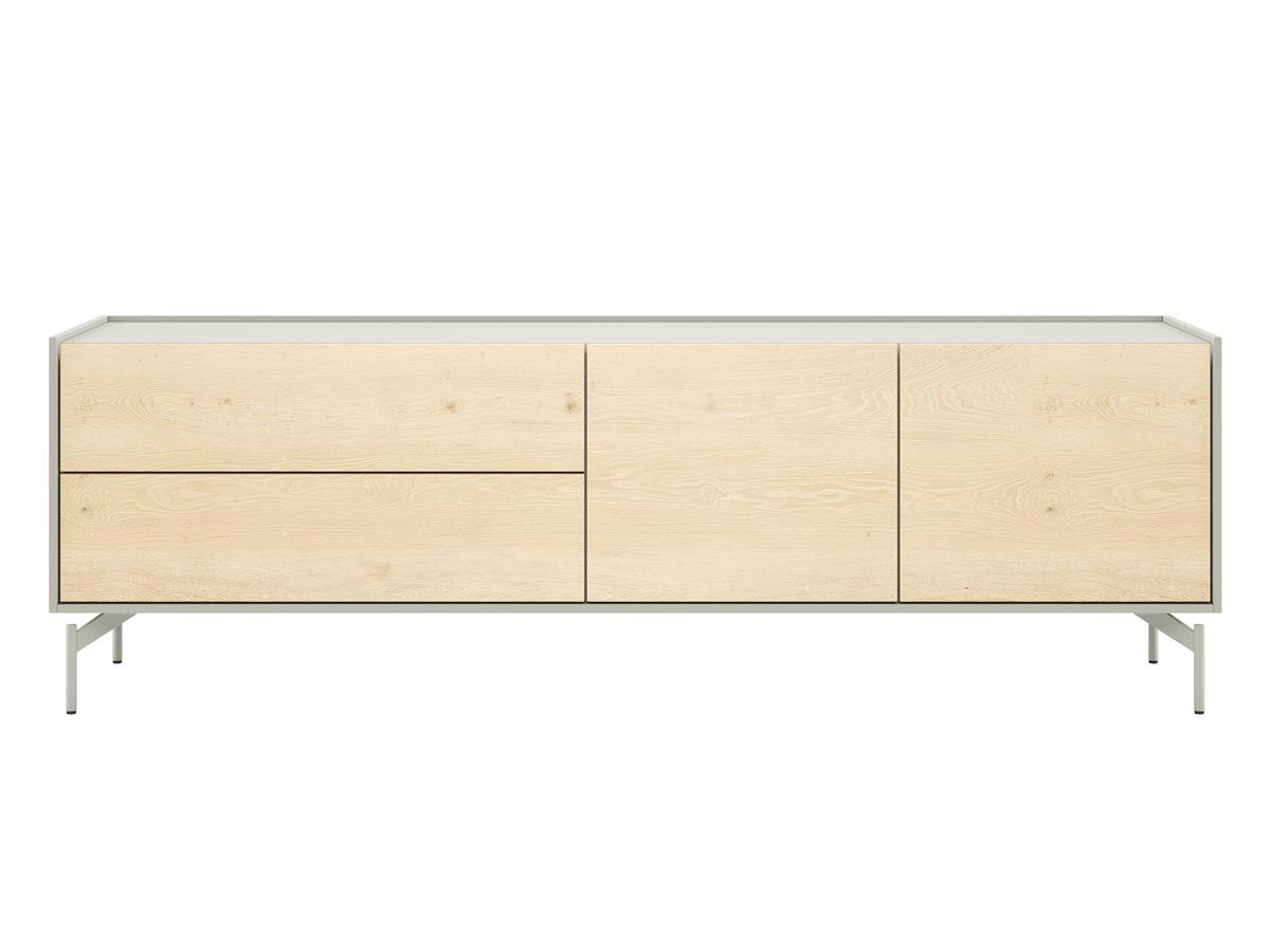 Tv-meubel NIORA - Eikenfineer / Silk Grey Hout