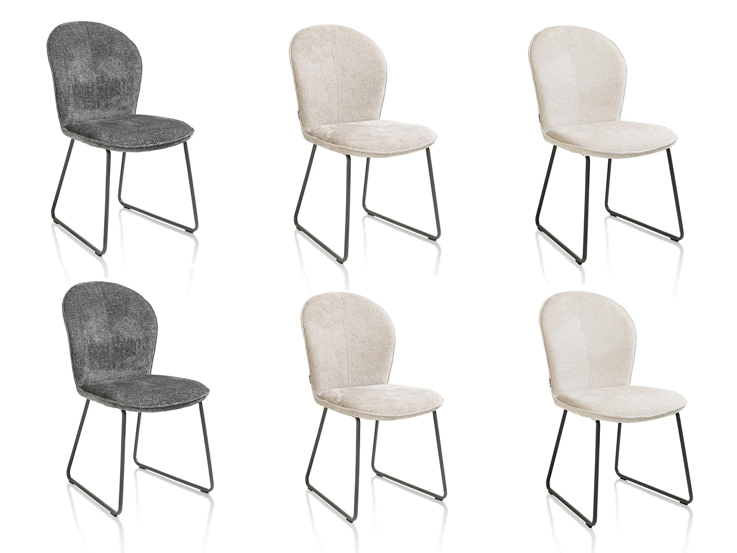 Set van 6 eetkamerstoelen RENZO - Antraciet/Beige/Crème Multicolor